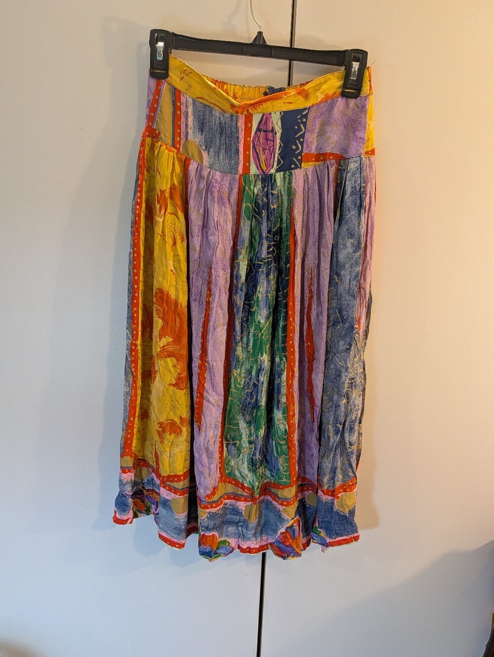 Platinum By Dorothy Schoelen Bohemian Multi-Color Patchwork Maxi Skirt Size 8
